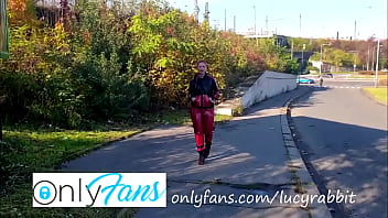 I took my latex sweat suit outdoor on the walk