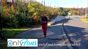 I took my latex sweat suit outdoor on the walk