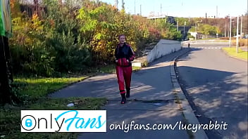 I took my latex sweat suit outdoor on the walk