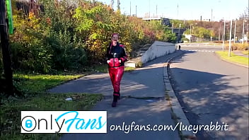 I took my latex sweat suit outdoor on the walk