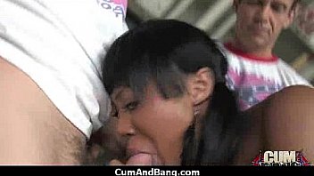 Interracial black slut hardcore group facial 25