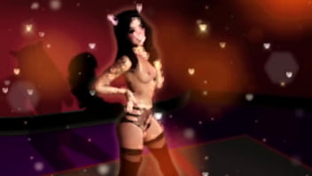 Playful furry songstress shaking her butt naked for the new album video