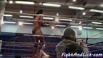 Pussy loving babe toyed after wrestling