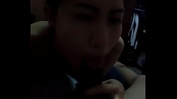 Asian girl sucks like she needs his sprem