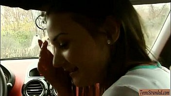 Pretty teen anina works on two hard cocks and pounded