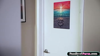 Stepdad walks in on his petite stepdaughter juniper ren masturbating on a vid of make it even more akward she takes his big cock in her mouth