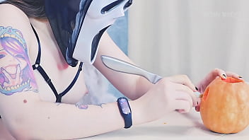 Trick or treat erotic pumpkin carving with a sexy ghostface