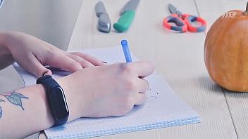 Trick or treat erotic pumpkin carving with a sexy ghostface
