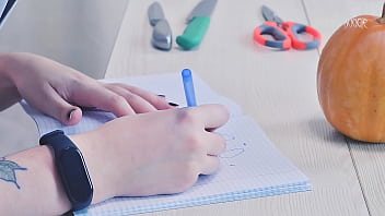 Trick or treat erotic pumpkin carving with a sexy ghostface