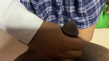 Young couple fool around after the classes