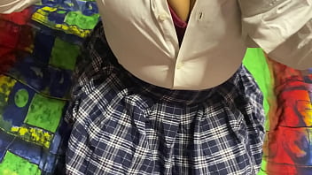 Young couple fool around after the classes