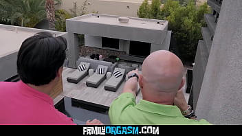 Deviant teens catched mischieving by her step fathers