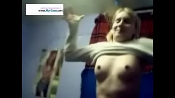 Beautiful blonde girl shows her tits