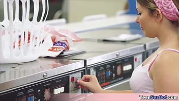 Cute chick fucked by a stranger in the bubble wash