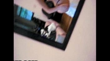 Hot blond teen flashes the mirror