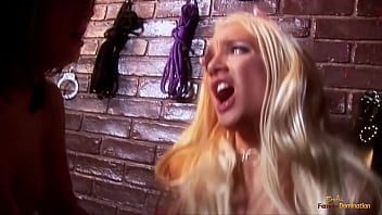 Busty blonde slut started sucking a hard delicious cock in front of a brunette friend before both of them got their tight pussies fucked hard until they made the guy cum