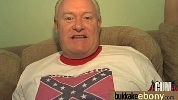 Hot ebony chick in interracial gangbang 8