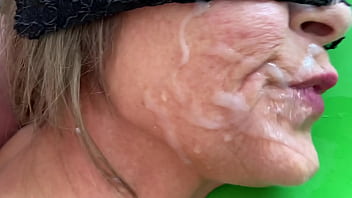 Mature cougar blowjob sucking balls cum on face fetish