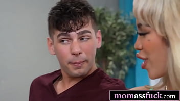 Naughty girlfriend watches boyfriend plow her stepmom's ass