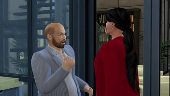 The boss hires a sexy woman and tests her on the stairs