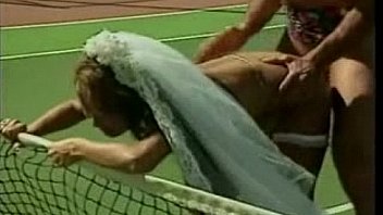 Asian Bride On A Tennis Court thumbnail