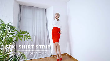 Seductive sexi shirt dance in the office