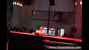 Busty brunette chick stripping