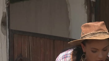 Honey demon has anal amongst the hay bales