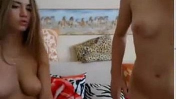 Hot blonde lesbians tease each other on webcam