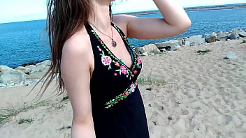 Squirt at crowded beach