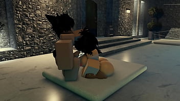 Femboy fucks a huge assed girl near a pool 3