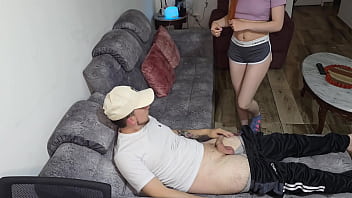 The young woman with a small waist and a big ass is fucked before leaving home for dressing like bitch