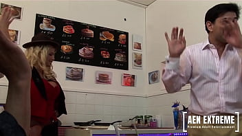 A pancake breakfast takes on a new meaning when your servers are pornstars