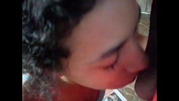 Jade sucking her neighbor on the balcony of his house