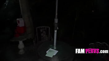 Mackenzie moss rides stepbro in the garden to make up for her prank