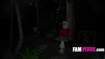 Mackenzie moss rides stepbro in the garden to make up for her prank