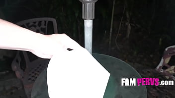 Mackenzie moss rides stepbro in the garden to make up for her prank