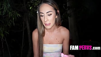 Mackenzie moss rides stepbro in the garden to make up for her prank