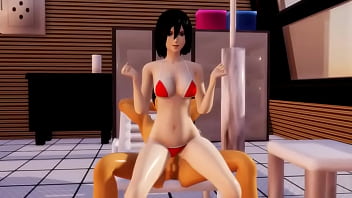 Llenadole el coño de leche a mikasa