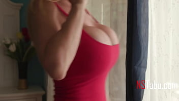 Busty stepmom teaches stepson with ropes and pussy