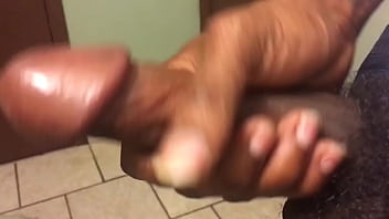 Young black guy jerks cock