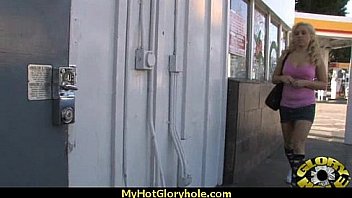 Natural cute black teen tries out gloryhole 24
