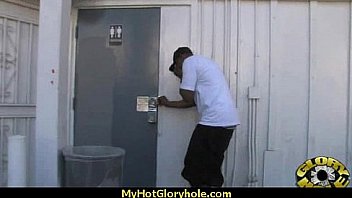 Natural cute black teen tries out gloryhole 24