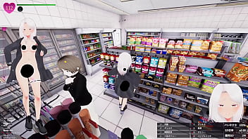 品出ししているバイトのお姉さんに近づいて、 聖水ぶっかけ！