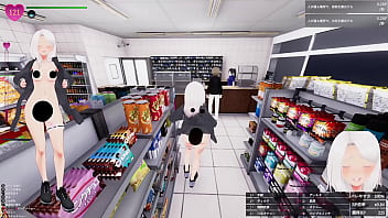 品出ししているバイトのお姉さんに近づいて、 聖水ぶっかけ！