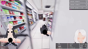 品出ししているバイトのお姉さんに近づいて、 聖水ぶっかけ！