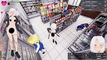 品出ししているバイトのお姉さんに近づいて、 聖水ぶっかけ！