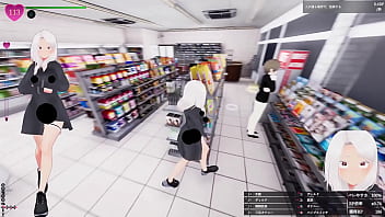 品出ししているバイトのお姉さんに近づいて、 聖水ぶっかけ！