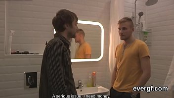 Poor lover lets slutty buddy to poke his girlfriend for cash