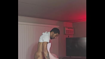 Black guy digs deep in white girl's guts